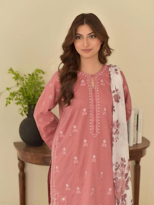Charmer Embroidery 3.pcs with farshee shalwar