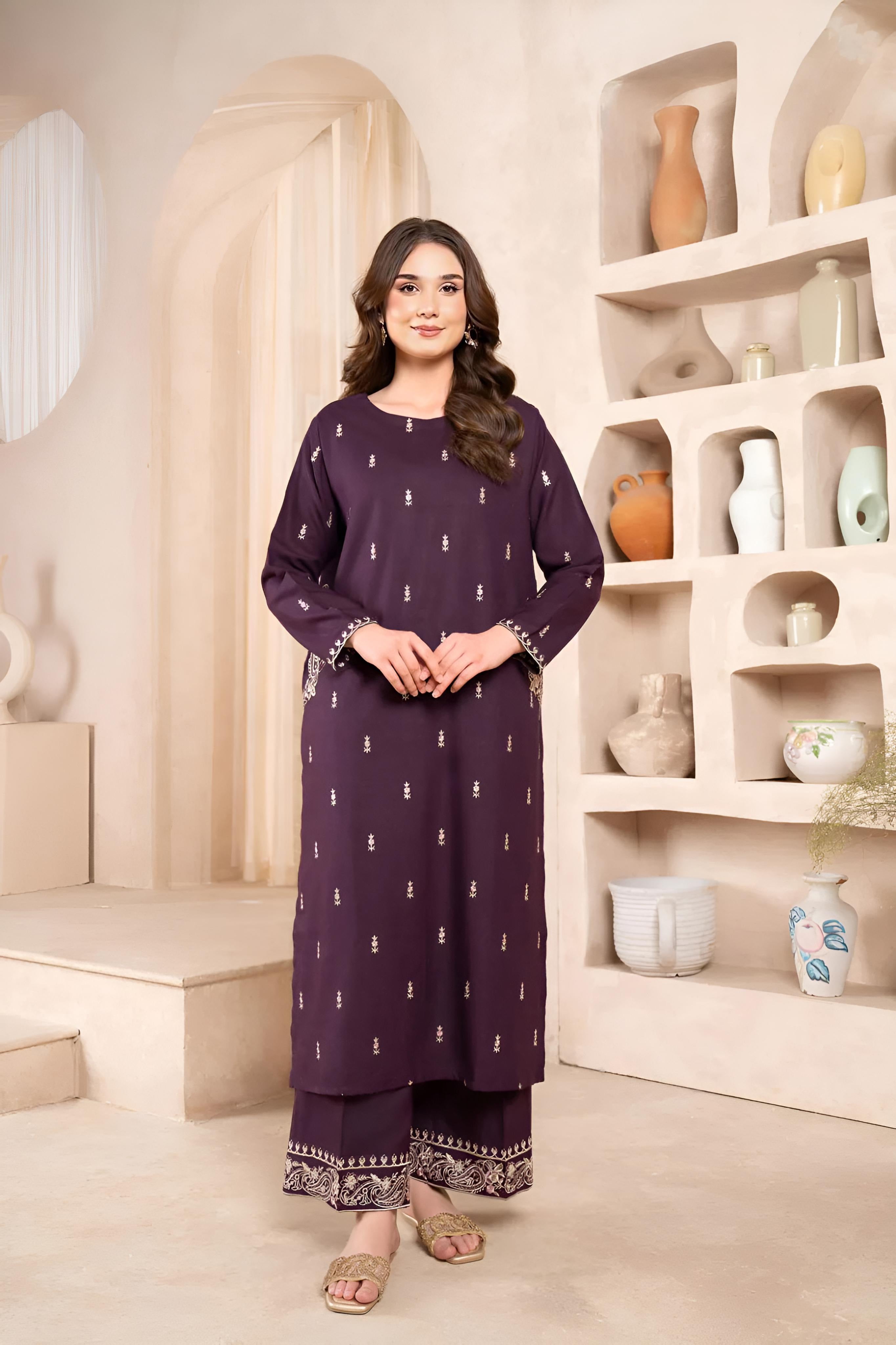Purple Iris Embroidery 2 Piece