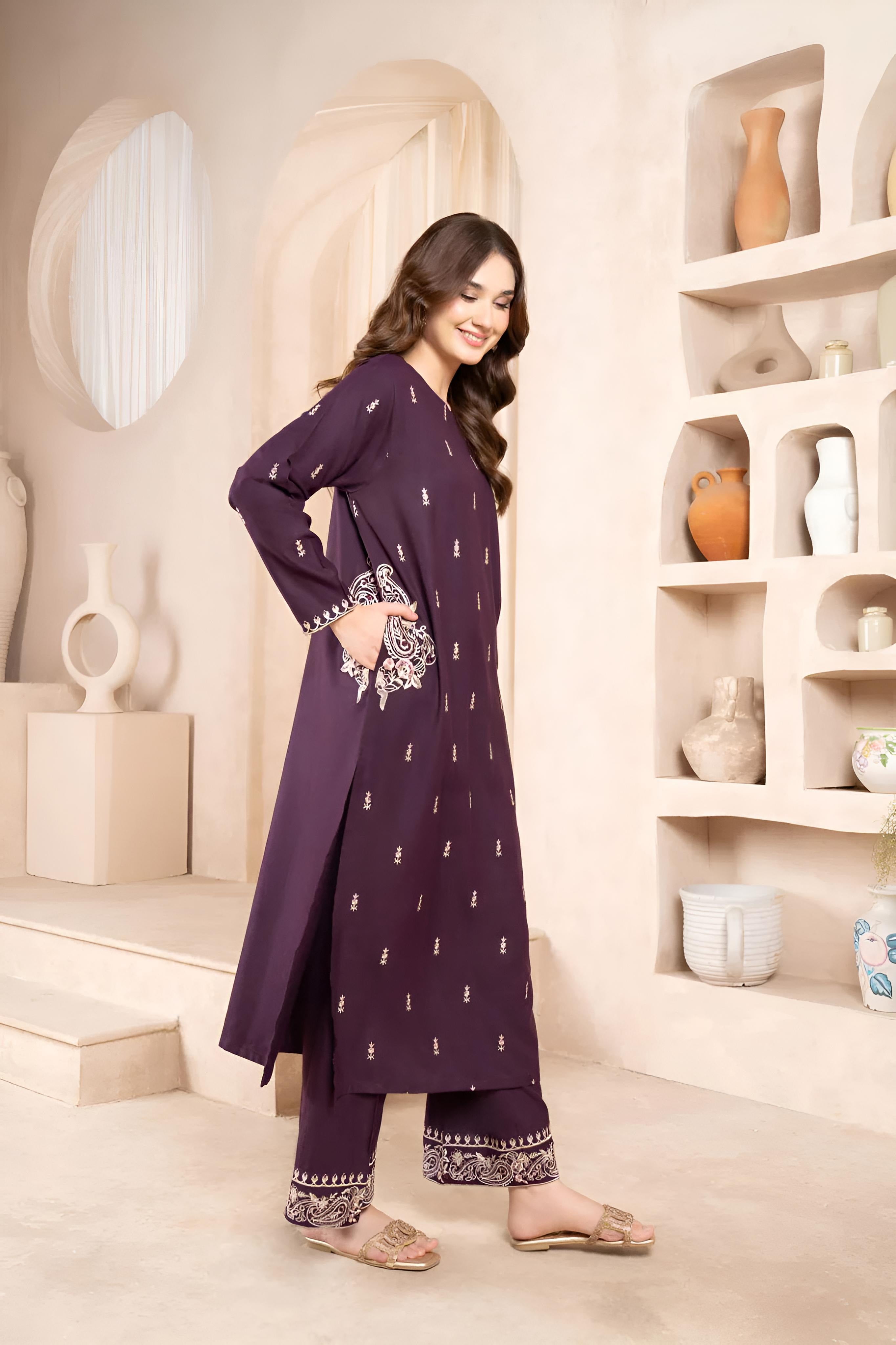 Purple Iris Embroidery 2 Piece
