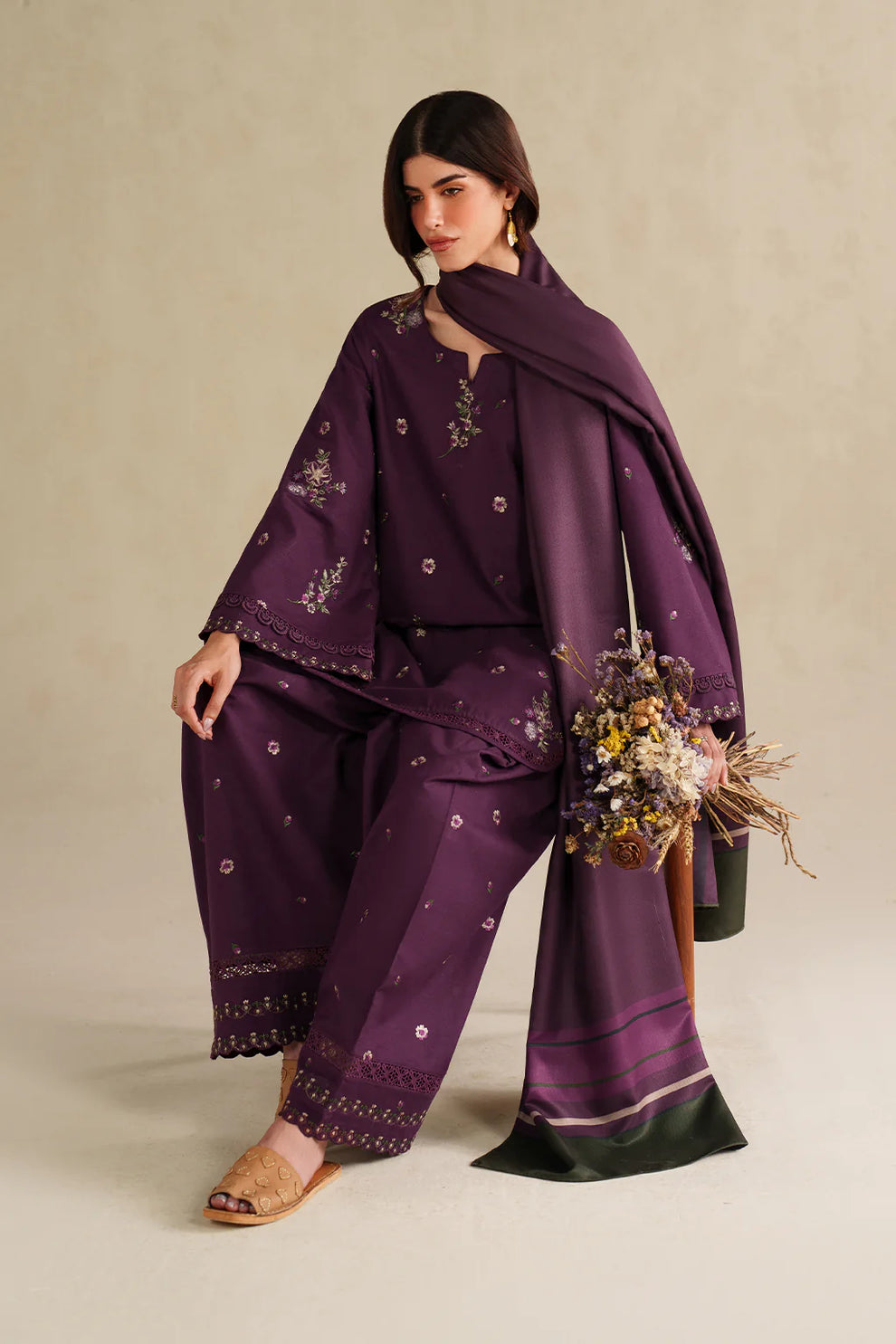 Azul (Embroidery 3.Pcs with Farshee Shalwar)