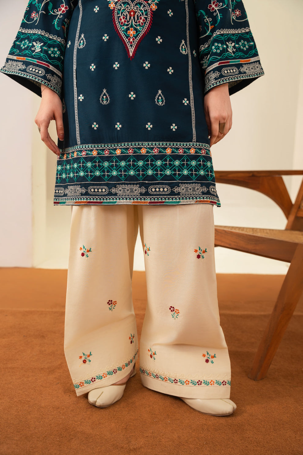 Sajjal 3 PCs full Embroidered dress