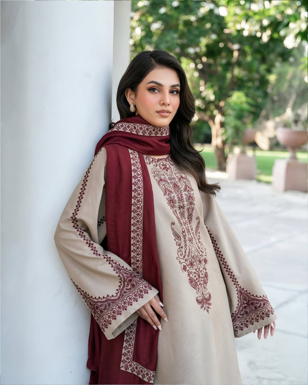 Mehroon Jawel Embroidery (3.Pcs)